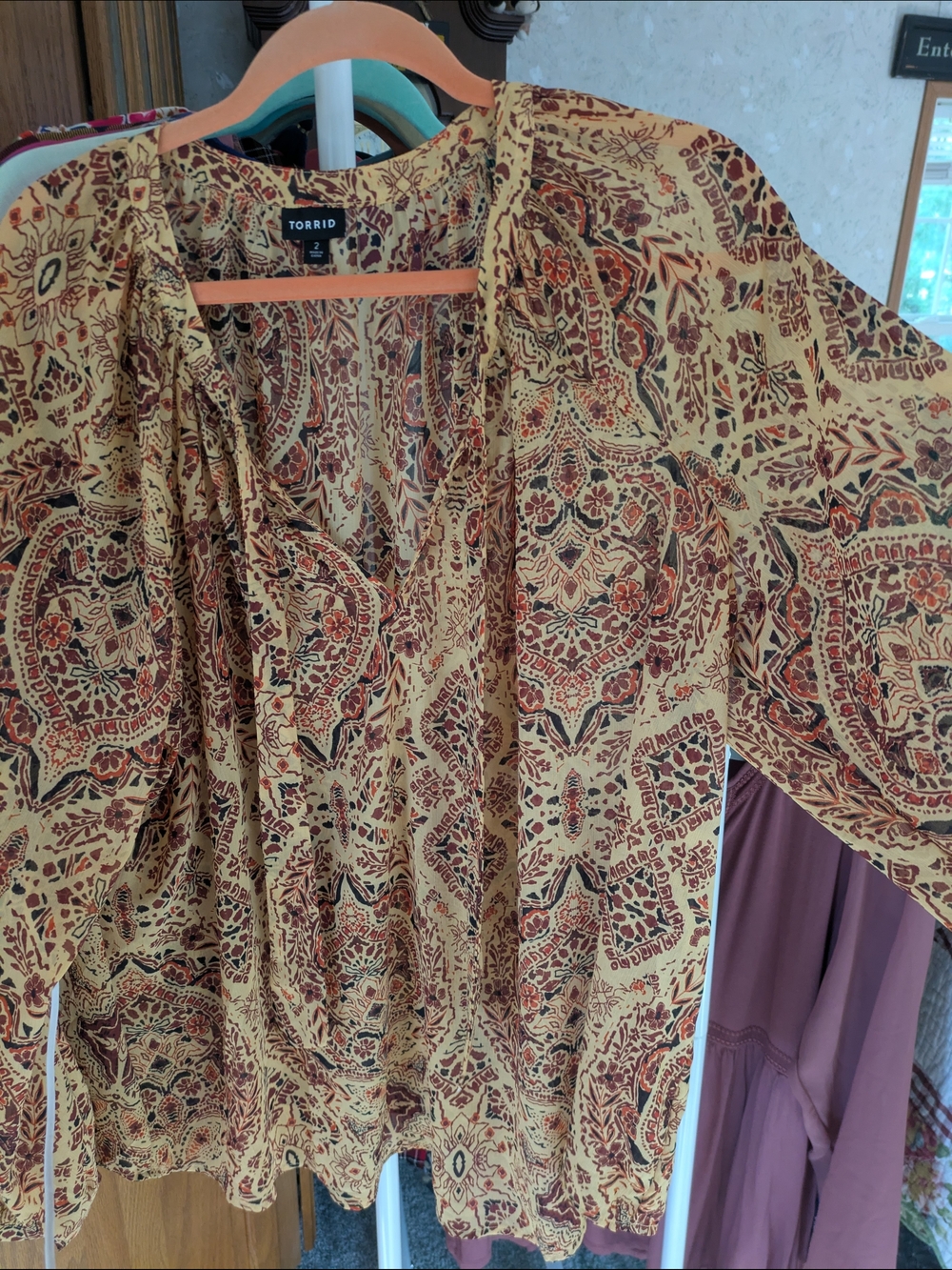 torrid Mustard Paisley Tie-Front Blouse